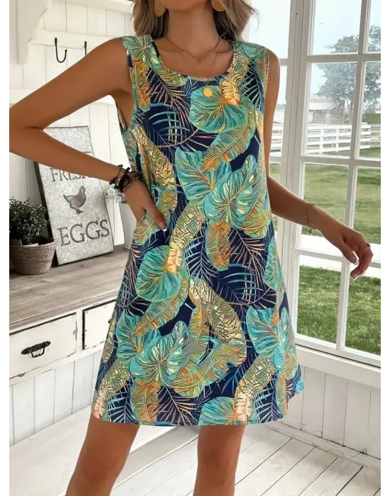 Omarı Desenli Yaka Süprem Elbise