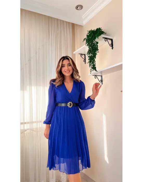 Omarı Yaz Şıklığı Kadın Kloş Kesim Midi Elbise