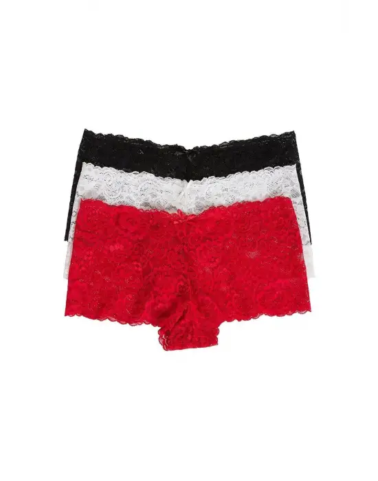 Omarı Eşsiz Renkli Dantel Tanga Seti