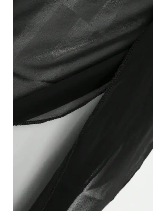 Omarı Siyah Beyaz Transparan Belden Bağlamalı Pareo Seti