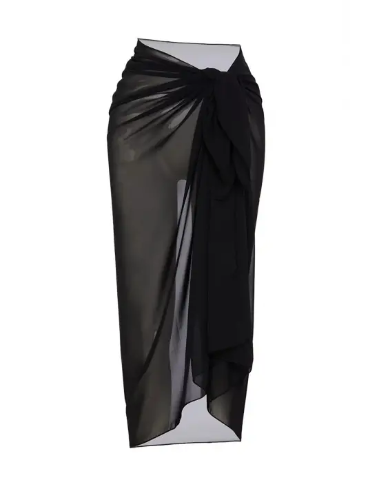 Omarı Yaz Şıklığı Siyah Bağlama Detaylı Pareo