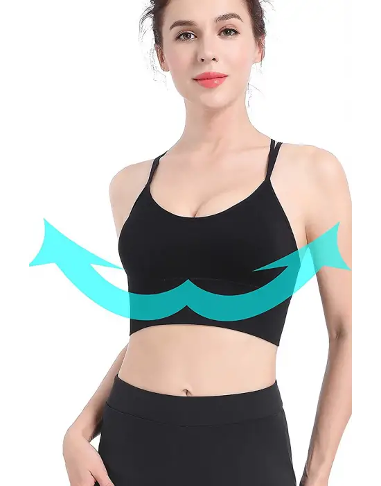 Omarı Siyah Kros Askılı Spor Büstiyer