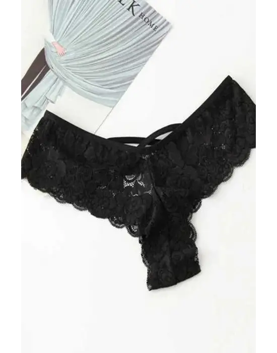 Omarı Dantel Süzme İnci Detaylı Tanga