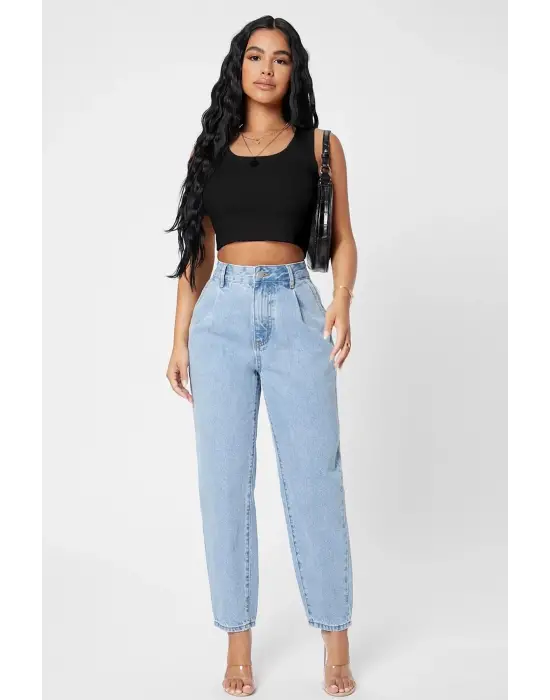 Omarı Şık Çizgilerle Modern Crop Top Bluz