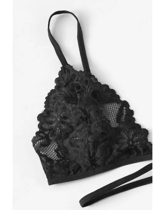 Omarı Siyah Özel Şık Sütyen Külot Takımı