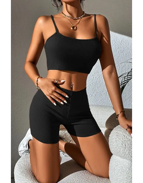 Omarı Siyah Kaşkorse Gecelik Takım