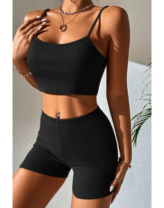 Omarı Siyah Kaşkorse Gecelik Takım