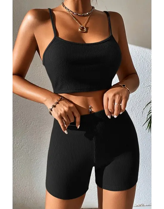 Omarı Siyah Kaşkorse Gecelik Takım