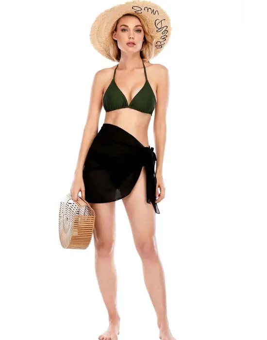 Omarı Siyah Transparan Kadın Belden Bağlamalı Pareo