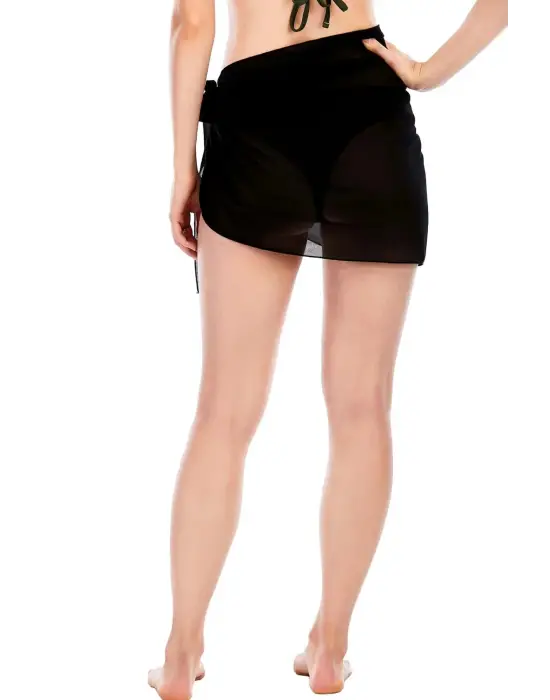 Omarı Siyah Transparan Kadın Belden Bağlamalı Pareo