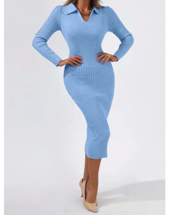 Kadın Siyah Triko Uzun Elbise