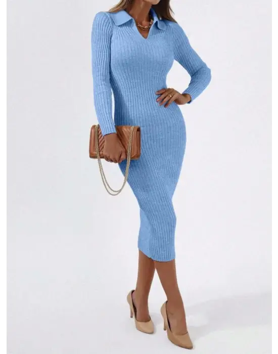 Kadın Siyah Triko Uzun Elbise