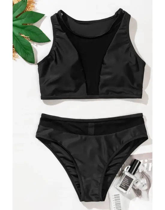 Omarı Zarif Siyah Tül Detaylı Sütyen Takımı