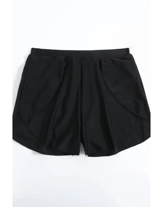 Omarı Siyah Yırtmaçlı Şık Deniz Şortu