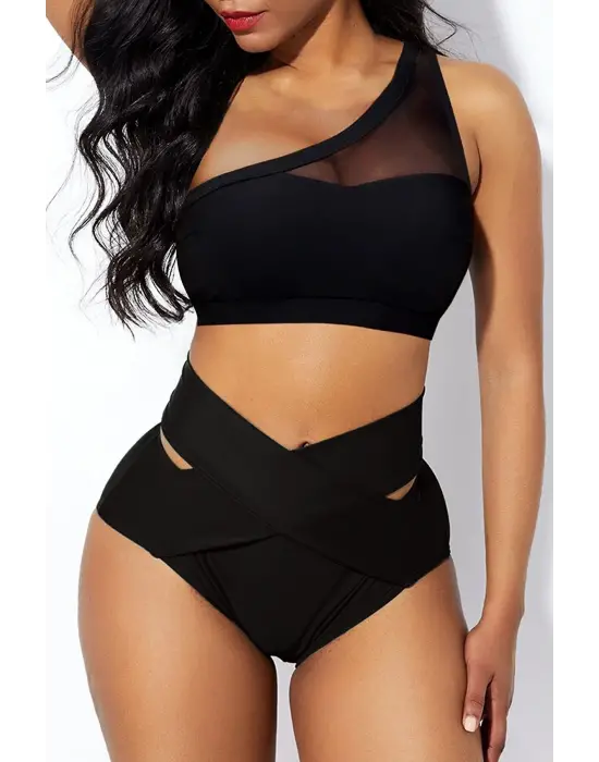 Omarı Yüksel Bel Tül Detaylı Sütyen Külot Takımı