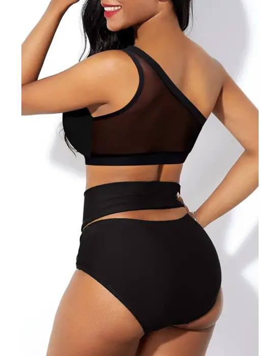 Omarı Yüksel Bel Tül Detaylı Sütyen Külot Takımı