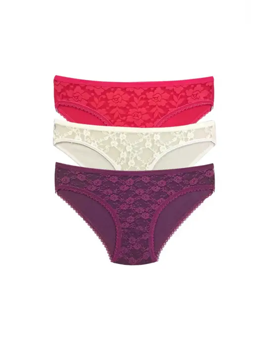 Omarı Şeffaf Dantel Detaylı Kadın Slip Külot Seti