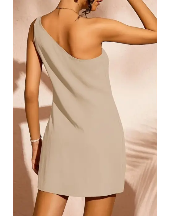 Omarı Kadın Tek Omuz Askılı Mini Elbise