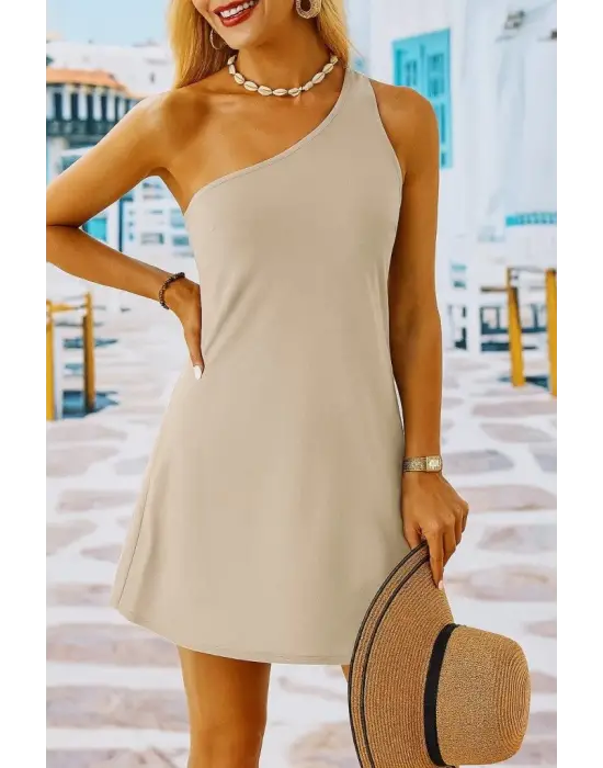 Omarı Kadın Tek Omuz Askılı Mini Elbise