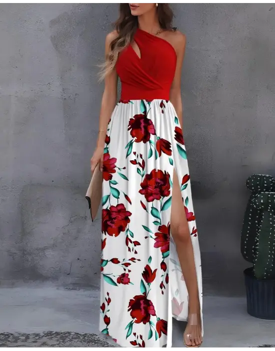 Omarı Etkileyici Dalga Detaylı Maxi Elbise