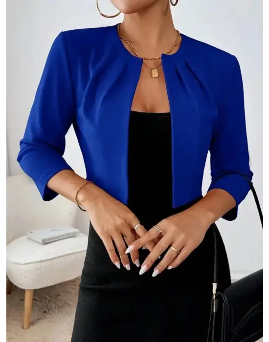 Kadın Truvakar Kol önü Açık Kısa Ithal Krep Ceket