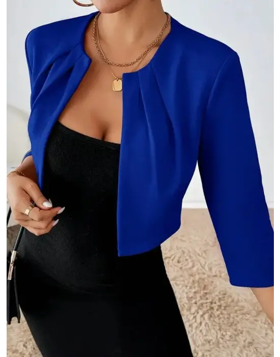 Kadın Truvakar Kol önü Açık Kısa Ithal Krep Ceket