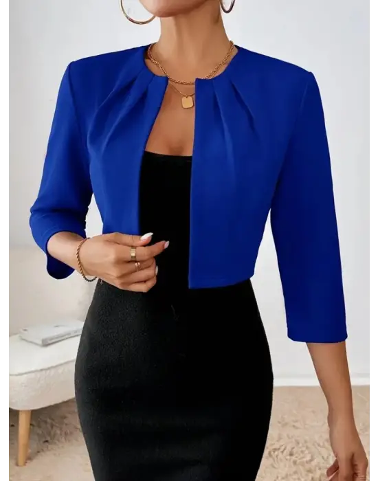 Kadın Truvakar Kol önü Açık Kısa Ithal Krep Ceket