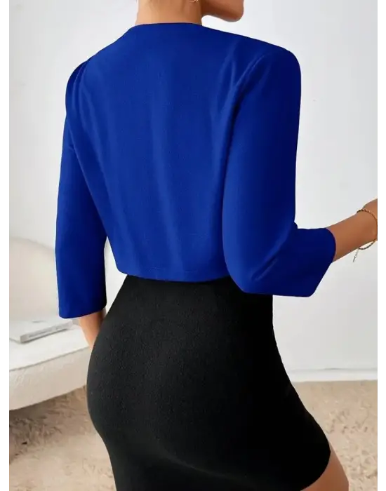 Kadın Truvakar Kol önü Açık Kısa Ithal Krep Ceket