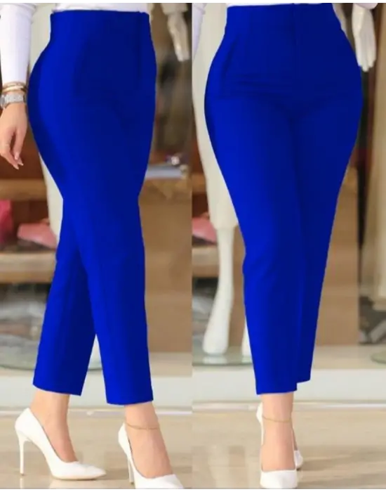 Kadın üste Oturan Bilek üzerinde Biten Paça Krep Pantolon