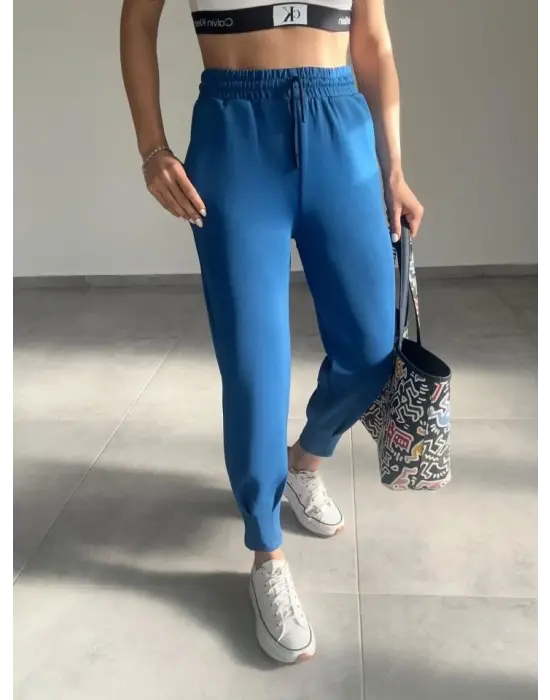 Kadın Uzun Kol V Yaka Kapüşon Detay Sweat Ve Yüksel Bel Eşofman Ikili Takım