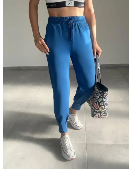 Kadın Uzun Kol V Yaka Kapüşon Detay Sweat Ve Yüksel Bel Eşofman Ikili Takım