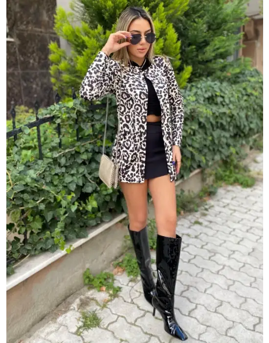 Kadın Uzun Kollu Alın Omuz önü Açık şardonlu Dalgıç Ceket