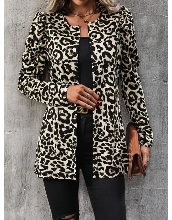 Kadın Uzun Kollu Alın Omuz önü Açık şardonlu Dalgıç Ceket