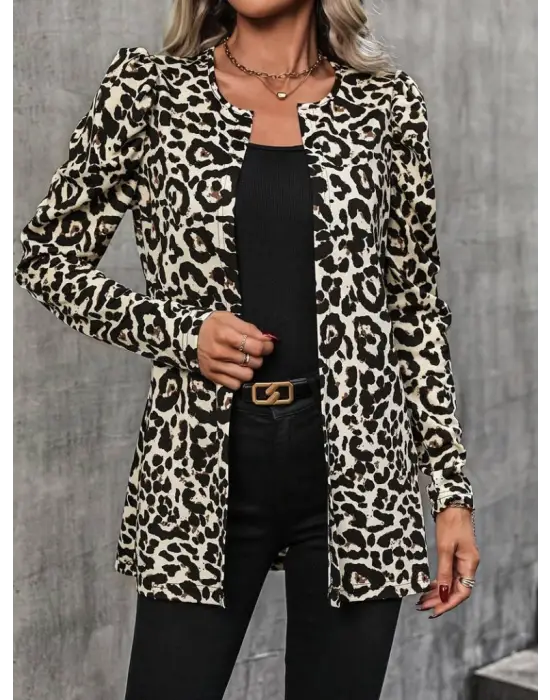 Kadın Uzun Kollu Alın Omuz önü Açık şardonlu Dalgıç Ceket