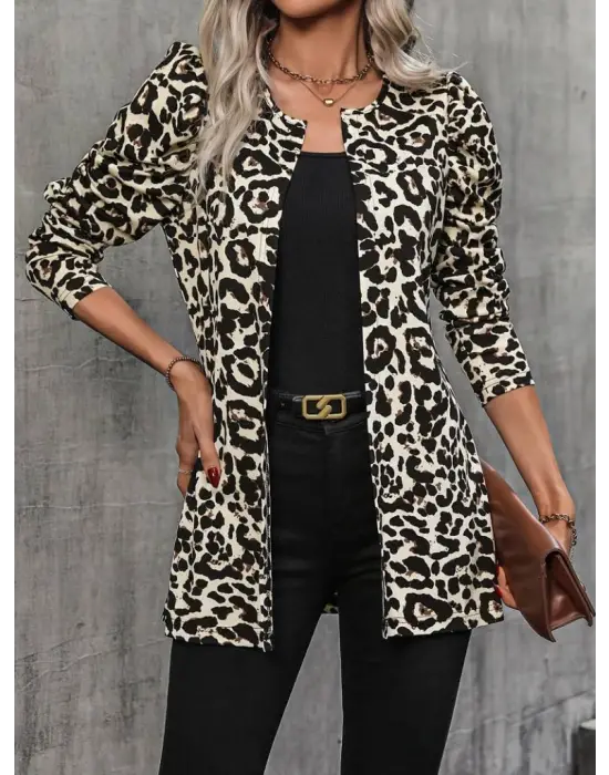 Kadın Uzun Kollu Alın Omuz önü Açık şardonlu Dalgıç Ceket