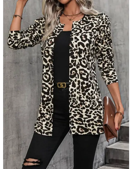 Kadın Uzun Kollu Alın Omuz önü Açık şardonlu Dalgıç Ceket