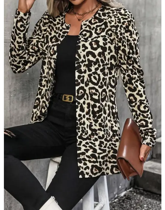 Kadın Uzun Kollu Alın Omuz önü Açık şardonlu Dalgıç Ceket