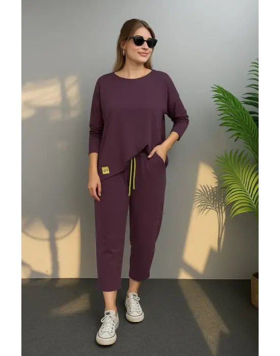 Kadın Uzun Kollu Arma Detaylı Iki Iplik Viskon Ikili Takım