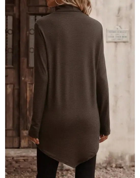 Modern Asimetrik Kesim Yün Viskon Bluz