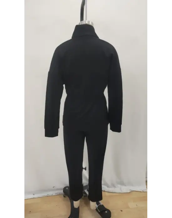 Kadın Uzun Kollu Balıkçı Yaka Belden Lastikli Modal Bluz Ve Pantolon Ikili Takım