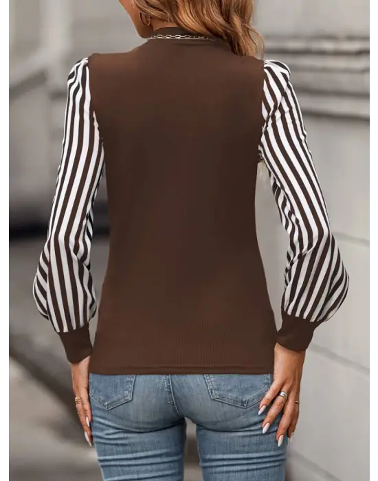 Kadın Uzun Kollu Balıkçı Yaka Bürümcük Bluz