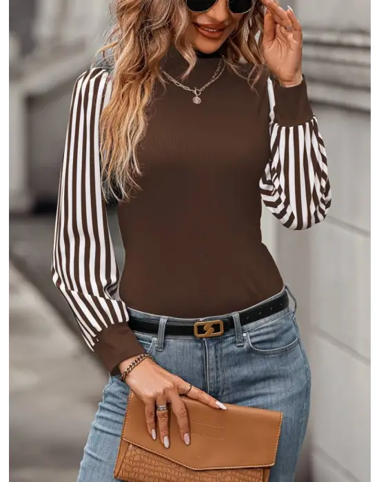 Kadın Uzun Kollu Balıkçı Yaka Bürümcük Bluz