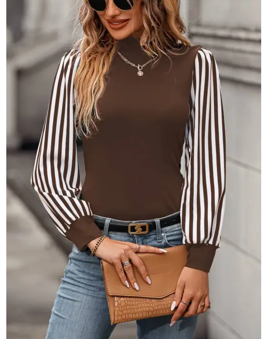 Kadın Uzun Kollu Balıkçı Yaka Bürümcük Bluz