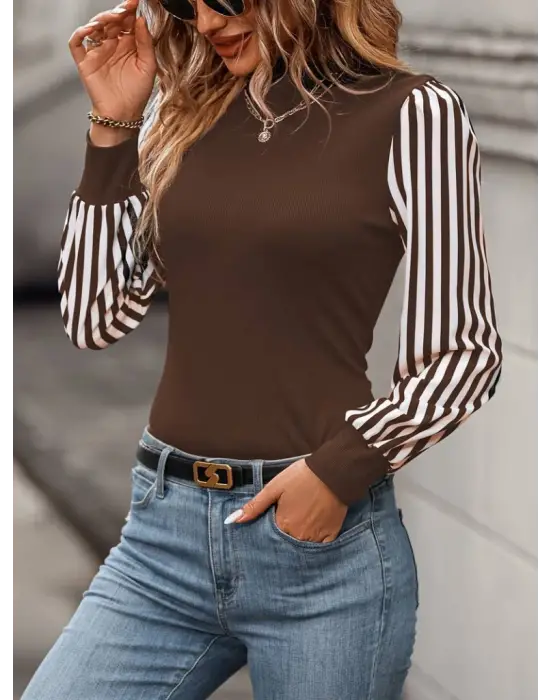 Kadın Uzun Kollu Balıkçı Yaka Bürümcük Bluz