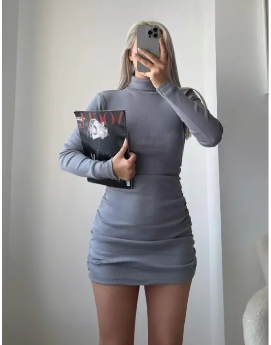 Omarı Şık ve Rahat Kadın Balıkçı Yaka Mini Elbise