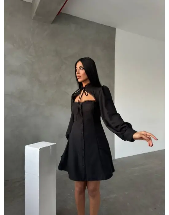 Omarı Şık Kadın Balıkçı Yaka Diz Üstü Elbise