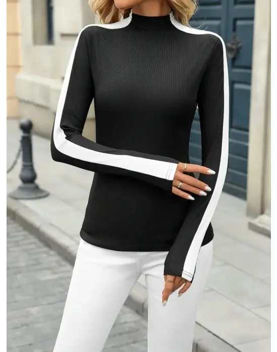 Kadın Uzun Kollu Balıkçı Yaka Kaşkorse Bluz