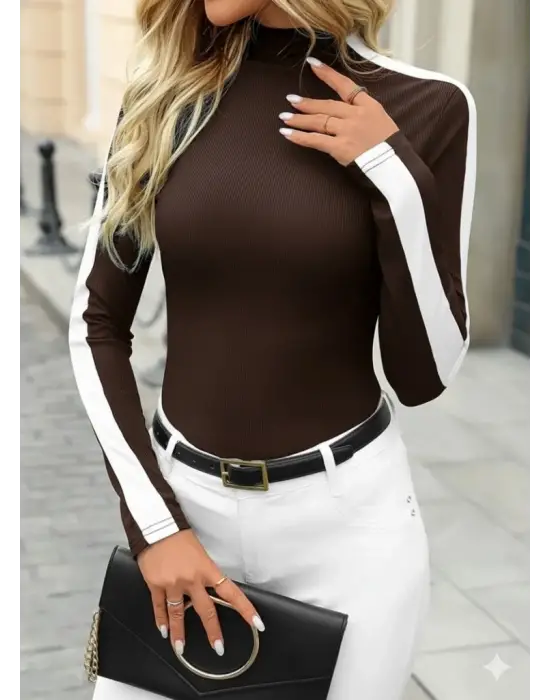 Kadın Uzun Kollu Balıkçı Yaka Kaşkorse Bluz