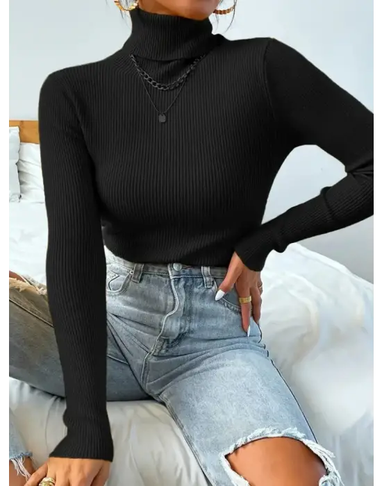 Kadın Uzun Kollu Balıkçı Yaka Kaşkorse Bluz