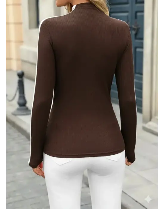 Kadın Uzun Kollu Balıkçı Yaka Kaşkorse Bluz